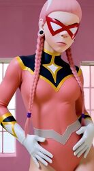 1girls 3on3freestyle ai_generated ass booty bouncing breasts cheeks cindy clapping clothing female female_only latex mask outfit petite skinny solo suit superheroine tagme tease teasing video