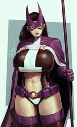 1girls 2020 abs angry athletic batman_(series) birds_of_prey breast_grab breasts busty cape dated dc dc_comics devil_hs elbow_gloves eye_contact eyelashes female female_only half-closed_eyes helena_bertinelli hourglass_figure huge_breasts huntress_(dc) lipstick long_hair looking_at_viewer makeup mask muscles muscular muscular_female naughty_face navel pose posing revealing_clothes seductive solo solo_female standing superheroine text thick_thighs thigh_boots toned toned_female watermark wide_hips