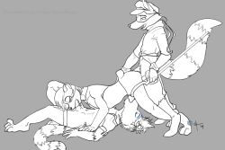 2009 3boys anal anonihmus ass cane dated gay male male_only monochrome non-human non-human_only penis sly_cooper sly_cooper_(series) yaoi