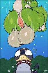 anus ass balls big_ass big_balls big_butt chain_chomp confused donut_anus dumptruck_ass falling green_yoshi huge_ass huge_balls hyper_ass large_ass looking_up male male_only mario_(series) nintendo plushtrapboyuwu smug thick_thighs wide_hips yoshi