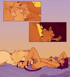 2girls blake_belladonna canon_couple lesbian_couple lesbian_sex rwby vivovivi yang_xiao_long yuri