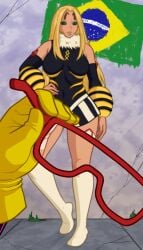 antennae bee bee_girl bee_hero big_breasts big_thighs blonde_hair brasil brazil brazilian brazilian_female feelers glasses green_eyes mfuncen my_hero_academia street tanned_female tanned_skin thighs x-ray x-ray_view