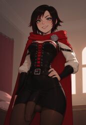 1futa ai_generated ass balls belt big_ass big_breasts big_butt big_hips big_penis black_clothing black_hair breasts bulge bulge_through_clothing bulge_under_clothes cape cleavage clothed clothing dick dickgirl dress eyebrows eyelashes futa_only futanari grey_eyes grin grinning grinning_at_viewer hair hands-free hands_behind_back huge_cock indoors intersex lips long_hair looking_at_viewer makeup narrow_waist narrowed_eyes nose penis red_hair red_skirt rose ruby_rose rwby seducing seductive seductive_eyes seductive_gaze seductive_look seductive_mouth seductive_pose seductive_smile skirt smile smile_at_viewer smiley_face smooth_balls smooth_penis smooth_skin solo solo_dickgirl solo_focus solo_futa testicles thick_thighs thighhighs thighs two-tone_hair velonix