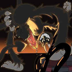 cuphead_(game) demon devil evil evil_grin grin hairy itsthefuckshack male male_only monster penis precum the_devil_(cuphead)