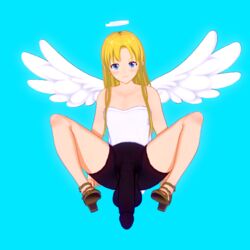 1futa angel balls big_penis blonde_hair blue_eyes bulge crimvael futa_only futanari halo huge_balls huge_cock ishuzoku_reviewers koikatsu papermoon_(artist) penis penis_bulge penis_under_clothes solo solo_futa tight_underwear wings