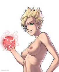 1girls arrancar bleach blonde_hair breasts female female_only green_eyes menoly_mallia nipples nude sefuart short_hair skull skulls solo