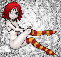 2008 ass bottomless bra breasts clothes color erect_nipples female female_only fluffy_(artist) hair human red_hair ruby_gloom ruby_gloom_(franchise) socks solo soubriquetrouge underwear white_skin