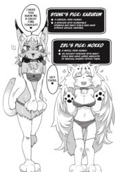 black_and_white breasts clothed clothing feline female heart ishuzoku_reviewers karuruw_(ishuzoku_reviewers) manga masha mokko_(ishuzoku_reviewers) speech_bubble text