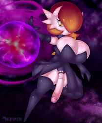 1futa 3_fingers alternate_color anthro anthrofied armpits big_breasts big_penis black_dress black_gloves black_thighhighs bottomless character cleavage clothed clothes dickgirl dress elbow_gloves emotionless eye_contact fiora_(saeko) freckles furry futa_only futanari gardevoir gloves glowing hair_over_one_eye half-closed_eyes half-erect hourglass_figure huge_breasts humanoid_penis large_penis latex latex_gloves long_penis looking_at_viewer magic medial_ring nintendo nirriti orange_hair original original_character pin-up pokemon pokemon_(species) pokemon_rse pose purple_background short_hair skirt solo stockings testicles text thick_thighs thighhighs watermark white_skin wide_hips yellow_eyes