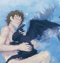 2boys cub dragon dreamworks feral gay hiccup_horrendous_haddock_iii how_to_train_your_dragon hugging interspecies legs male male_only nude nude_cover nude_male skinny toothless yaoi zoophilia