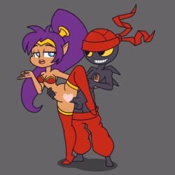 1boy 1girls animated bad_censor blue_eyes censored heart-shaped_pupils heart_censor khu_(artist) long_hair monster_boy pointy_ears ponytail purple_hair shantae shantae_(character) thighhighs tinkerbat underling vaginal_penetration wayforward