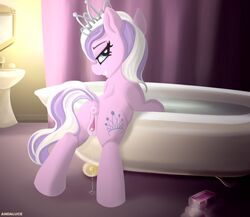 andaluce anus bathroom bathtub bodily_fluids crown cutie_mark diamond_tiara_(mlp) earth_pony equid equine female feral friendship_is_magic furry genital_fluids genitals hi_res horse mammal my_little_pony nude pony pussy pussy_juice sink soap solo tiara