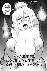 blush breasts female ghost ishuzoku_reviewers manga masha speech_bubble spirit text tongue tongue_out will-o-wisp