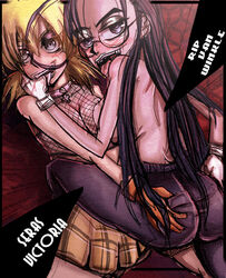 ass ass_grab black_hair blonde_hair glasses hellsing hellsing_ultimate kuroki-hollow rip_van_winkle seras_victoria vampire yuri