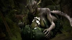 16:9 3d 4k absurd_res anthro anthrofied argonian balls bethesda_softworks big_breasts bodily_fluids breasts cave cum cum_between_breasts cum_on_breasts cum_on_chest cum_on_penis dwarven_sword female female_on_top fox_whisper85 genital_fluids genitals green_eyes hi_res horn larger_female lizard lizardman male moss on_top paizuri penis plant reptile scalie sex size_difference skyrim smaller_male source_filmmaker straight the_elder_scrolls video_games yellow_eyes