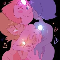 3girls alien alien_girl alien_humanoid black_background blue_eyes blue_hair blue_pearl_(steven_universe) blue_skin blush breast_grab cartoon_network cocoachicken cute female female_only gem_(species) hair_covering_eye hand_on_belly hands_on_breasts heart kissing_cheek kissing_shoulder looking_at_another looking_at_viewer multiple_girls nude_female one_eye_closed pearl_(steven_universe) pink_hair short_hair smiling steven_universe threesome yellow_eyes yellow_hair yellow_pearl_(steven_universe) yellow_skin yuri