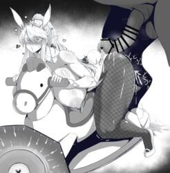 1boy 1girls absurd_res after_bestiality after_sex animal_genitalia animal_humanoid animal_penis artoria_pendragon artoria_pendragon_(swimsuit_ruler) big_breasts black_and_white blush bodily_fluids breasts bunny_ears censored clothing cuffs_(disambiguation) cum cum_in_pussy cum_inside equid equid_humanoid equine equine_humanoid equine_penis exposed_breasts fate_(series) female female_human/male_feral female_on_feral feral feral_on_female fertilization fishnet fishnet_leggings footwear from_behind from_behind_position genital_fluids hi_res high_heels horse horse_penis horsecock human humanoid humanoid_on_feral impregnation interspecies larger_male leggings legwear leotard looking_pleasured male mammal mammal_humanoid ovum parallax05 partially_colored penetration penis rocking_horse sex shoes simple_background size_difference smaller_female sperm_cell spread_legs straight testicles x-ray zoophilia