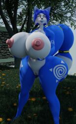 1girls 2019 3d 5_fingers alone anthro anthro_only big_breasts black_nose blue_fur blue_hair breasts canid canine closed_mouth female fox fox_ear fox_ears fox_girl fox_humanoid fox_tail furry hand_on_breasts hornybunny huge_lips krystal looking_to_the_side mouth_closed naked nintendo nude nude_female pointy_ears purple_eyes pussy short_hair star_fox tree vagina video_game video_games