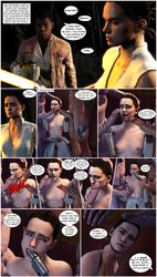 1girls 2boys 3d big_penis broken_rape_victim brown_eyes brown_hair comic dialogue english_text female finn_(star_wars) forced fucked_into_submission gun lenaid piercing rape rey saliva saliva_on_penis saliva_string small_breasts star_wars story tagme text