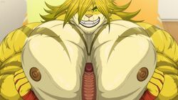 16:9 big_muscles erection felid genitals grin huge_muscles kion macan_(tokyo_afterschool_summoners) magan male male_only mammal muscular muscular_male nipples pantherine pecjob pecs penis rionkion sex sharp_teeth smile teeth tiger tokyo_afterschool_summoners video_games