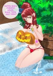 big_breasts commission copykat copykatcomics deviantart_copykatcomics fairy_tail halloween halloween_costume lucy_heartfilia patreon_becauseiloveyourfeet pumpkin red_hair text trick_or_treat