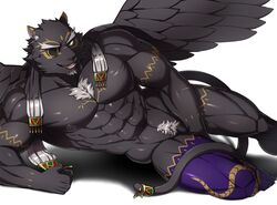 aaassstaro abs covering covering_self felid lying male male_only mammal muscular muscular_male nude on_side pantherine pecs pubes tezcatlipoca tokyo_afterschool_summoners video_games wings