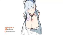 animated azur_lane belfast_(azur_lane) bounce breasts cleavage clothed color colored kz large_breasts mp4 no_sound patreon patreon_username tagme ugoira venno video