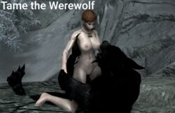 3d 3d_(artwork) aedra amulet anthro areolae collar cowgirl_position domination female female_warrior freckles human large_breasts monster muscular_female nine_divines nipples nord orange_hair outdoor short_hair skyrim straight talos tattoo the_elder_scrolls unknown_artist werewolf