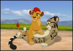 animal_genitalia balls black_border border clouded_leopard disney duo felid feline feral feral_on_feral fur gay genitals hi_res kaion kion lion male male/male male_only mammal pantherine penis penis_tip sheath the_lion_guard the_lion_king yaoi you_mibu young