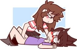 2girls blushing drawz_artz embarrassed fingering jaiden jaiden_animations jaidenanimations multiple_girls pants_down posted_by_artist shgurr simple_background tagme youtuber