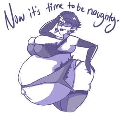 1girls ass ass_grab bayonetta bayonetta_(character) belly big_belly big_breasts black_hair breasts earrings female female_only glasses gloves huge_breasts lingerie lips lipstick milf mole mole_under_mouth pregnant ready_to_pop short_hair sketch slickpens solo stockings tagme tight_clothing torn_clothes