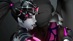 1boy 1girls 3d animated blender currysfm dark-skinned_male dark_skin interracial no_sound overwatch sex spider_widowmaker standing_on_one_leg video widowmaker