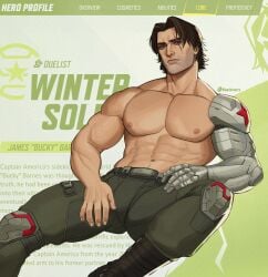 abs big_pecs bucky_barnes male male_only marvel marvel_rivals topless winter_soldier winter_soldier_(marvel_rivals)