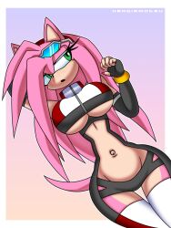 amy_rose crop_top female hedgie_matsu long_hair sonic_(series) sonic_the_hedgehog_(series) sunglasses thin_waist underboob