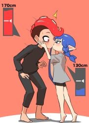 1boy 1boy1girl 2025 alternate_version_available angry blue_eyes blue_hair blush female femdom fully_clothed growing growth height_difference height_growth inkling inkling_girl kissing nobunagapero octoling octoling_boy on_tiptoe png shocked shocked_expression simple_background size_difference size_theft smaller_female splatoon splatoon_(series) splatoon_2 splatoon_3 taller_male tentacle_hair worried worried_expression