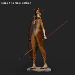 african african_female anthro bambookat female furry giraffe hooves shield solo spear tagme tail video