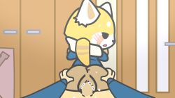 16:9 aggretsuko ailurid animated anthro anus ass blush bodily_fluids clothed clothing duo female first_person_view genital_fluids genitals hi_res holding_butt leaning_on_wall loop male male/female mammal narrowed_eyes no_underwear penetration penile penile_penetration penis red_panda resasuke retsuko sanrio scarf sex style_emulation toxis vaginal_fluids vaginal_penetration wall_(structure) widescreen