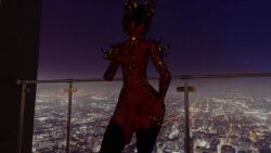 big_penis black_hair demon dick femboy red_body vrchat vrchat_avatar