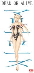 1girls alluring bare_legs blonde_hair blue_eyes dead_or_alive dead_or_alive_6 dead_or_alive_xtreme_venus_vacation marie_rose medium_breasts one-piece_bikini pin_up sj tecmo