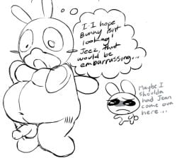 anthro bunny_maloney bunny_maloney_(character) dialogue english english_dialogue english_text fly furry hard_cock louie_(bunny_maloney) male penis rabbit sad