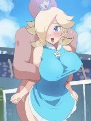 animated animated big_breasts bouncing_breasts from_behind huge_breasts mario_(series) mario_tennis massive_breasts princess_rosalina rosalina tennis_uniform