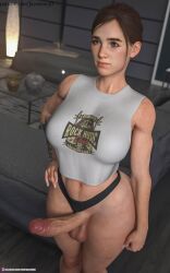 1futa 1girls 3d big_breasts big_penis breasts busty dickgirl ellie_(the_last_of_us) ellie_williams erection faceman108 female_focus futanari huge_cock indoors light-skinned_futanari light_skin naughty_dog penis solo tattoo the_last_of_us the_last_of_us_2 wide_hips