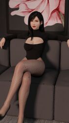 1girls 3d 3d_model 3d_render black_hair boob_window cleavage earrings final_fantasy final_fantasy_vii final_fantasy_vii_rebirth final_fantasy_vii_remake fishnet_legwear fishnet_pantyhose fishnets fit_female high_heels highres hourglass_figure laid_back leetonight leotard lipstick long_hair long_sleeve_leotard looking_at_viewer on_couch posing posing_for_the_viewer red_eyes red_lips red_lipstick sitting_on_couch