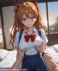 ai_assisted ai_generated akira_hentai asuka_langley_sohryu inviting_to_paizuri inviting_to_suck neon_genesis_evangelion paizuri red red_hair twintails