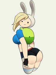 2d :3 adventure_time ass backpack bag blonde_hair breasts cartoon_network clothing female female_only fionna_the_human_girl handwear human human_only humanoid legwear light-skinned_female light_skin looking_back not_furry pale-skinned_female pale_skin pawg postblue98 simple_background solo thick_thighs thighhighs thighs white_background