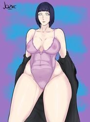 belly big_breasts blue_hair boruto:_naruto_next_generations breasts chubby female female_only hyuuga_hinata jozne legs lingerie milf mother naruto short_hair thick_thighs thighhighs white_eyes wide_hips wife