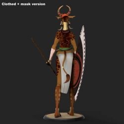 african african_female anthro bambookat female furry giraffe hooves shield solo spear tagme tail video