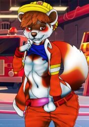 balls erect erection firefighter furry mainnm-e oc teasing toned undressing