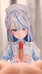 1boy 1girls 3d 9:16 amagai_ruka areolae blush breasts countdown cum_on_breasts dd_dd_(niku1112s) ejaculation fellatio gloves grey_eyes grey_hair huge_breasts indoors licking_penis light-skinned_female light-skinned_male light_skin long_video longer_than_one_minute looking_at_viewer male_pov mikumikudance mmd nipples nurse nurse_cap nurse_uniform open_mouth paizufella paizuri paizuri_lead_by_female pov ruined_orgasm sound tongue tongue_out uniform vertical_video video virtual_youtuber weather_planet white_gloves
