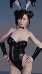 1girls 3d 3d_model 3d_render alternate_hairstyle animal_ears black_hair bunny_ears bunnysuit choker cleavage fake_animal_ears final_fantasy final_fantasy_vii final_fantasy_vii_rebirth final_fantasy_vii_remake fishnet_legwear fishnet_pantyhose fishnets fit_female hair_bun hairbun highres hourglass_figure latex latex_clothing leetonight lipstick long_hair looking_at_viewer pinup posing posing_for_the_viewer red_eyes ribbon sleeves